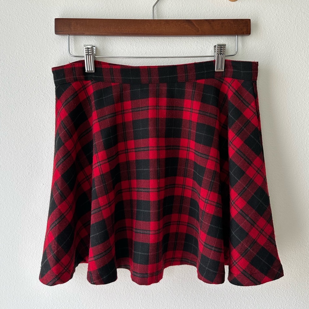 36 Point 5 Skater Skirt | Red and Black Plaid Skirt | Small